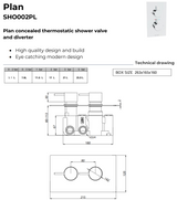 Kartell K-VIT Plan Concealed Thermostatic Valve And Diverter Chrome (SHO002PL)
