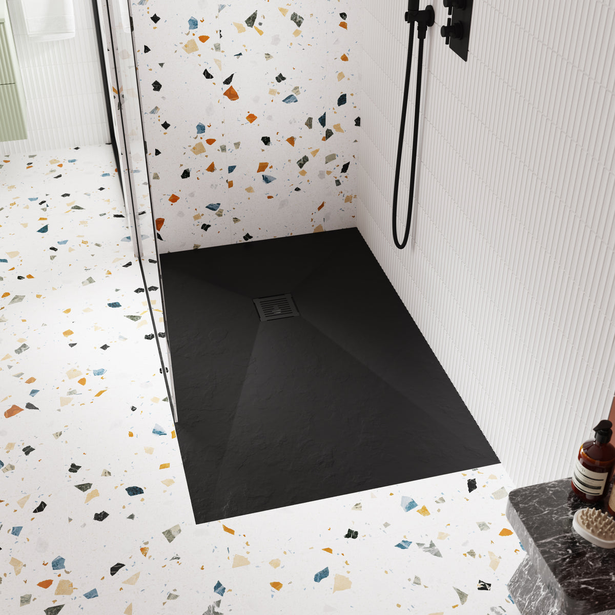 Nuie 90mm Fast Flow Shower Tray Waste With Grid – Matt Black or Brushed Brass