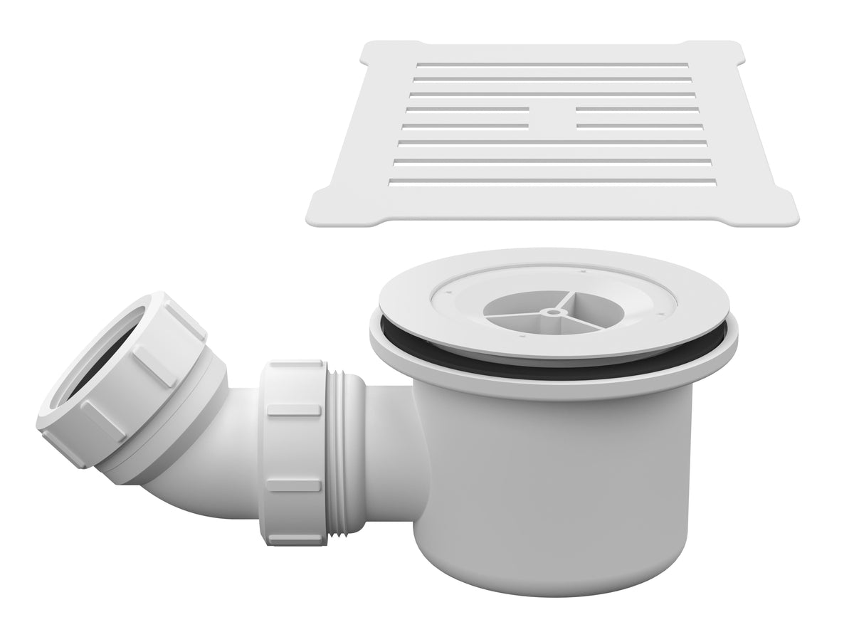 Nuie 90mm Round Fast Flow Shower Waste With Grid – Chrome or Matt White, photo 3