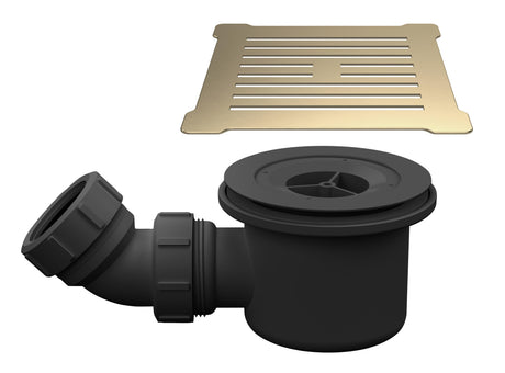 Nuie 90mm Fast Flow Shower Waste With Grid – Brushed Brass