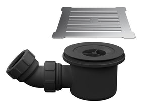 Nuie 90mm Square Grid Shower Tray Waste – Black Chrome, photo 2