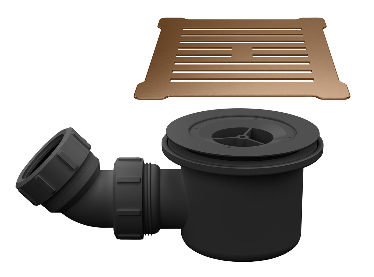 Nuie 90mm Fast Flow Shower Tray Waste With Grid – Brushed Bronze