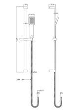 Nuie Shower Slide Rail Kit – 700mm High – Chrome, photo 2