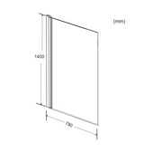 Kartell K-VIT Koncept Straight Bath Screen with Square Edge 1400x780mm (KONSSS)