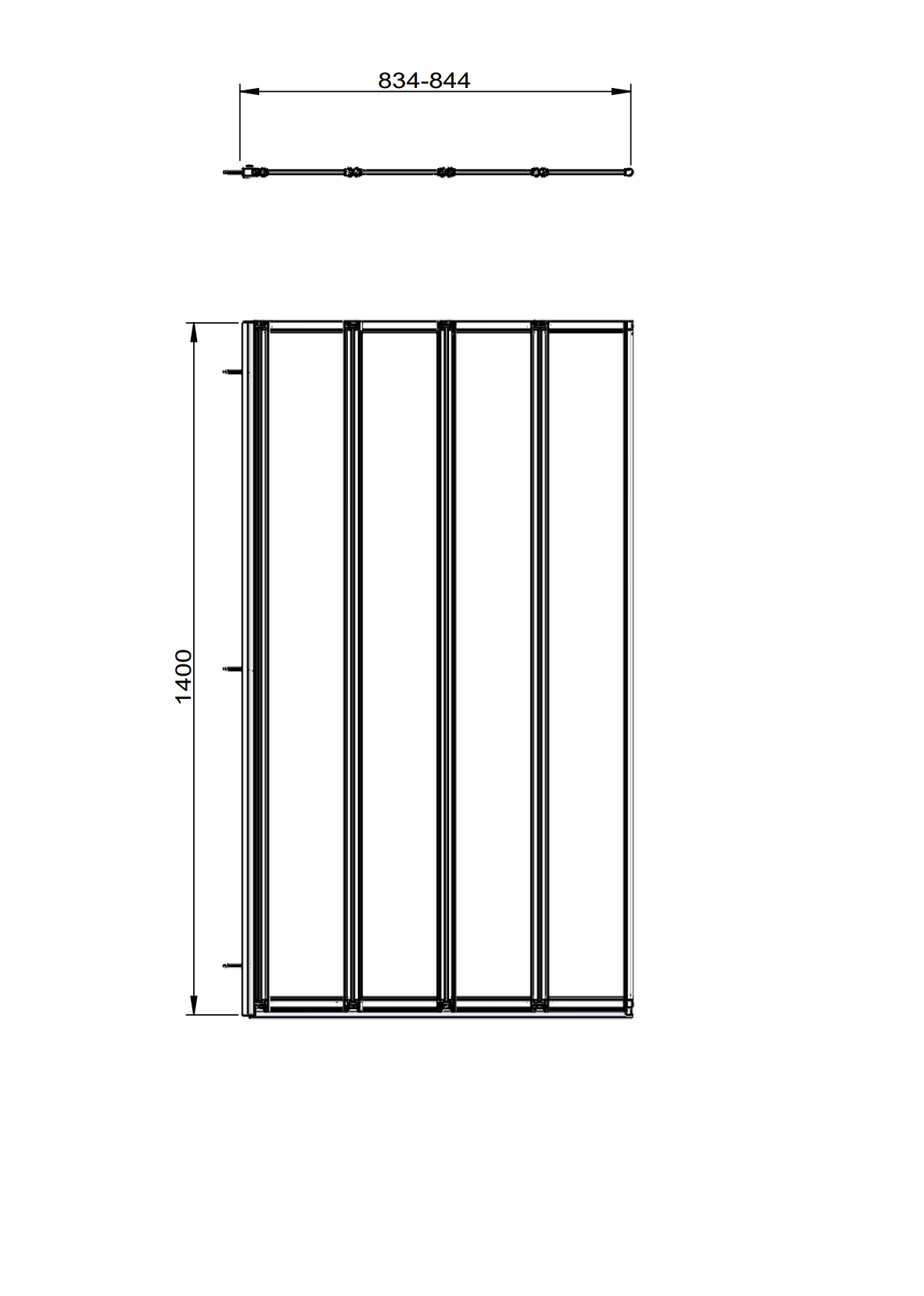 Aqualux 4 Fold Bath Screen- Polished Silver (AQ4FSLV)