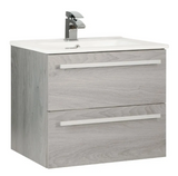 Kartell K-VIT Purity 600mm Wall Mounted Drawer Unit With Ceramic Basin- Silver Oak (PSO600WM-FUR057PU)