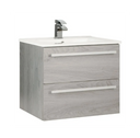 Kartell K-VIT Purity 600mm Wall Mounted 2 Drawer Unit with Ceramic Basin - Silver Oak