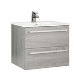 Kartell K-VIT Purity 600mm Wall Mounted 2 Drawer Unit with Ceramic Basin - Silver Oak