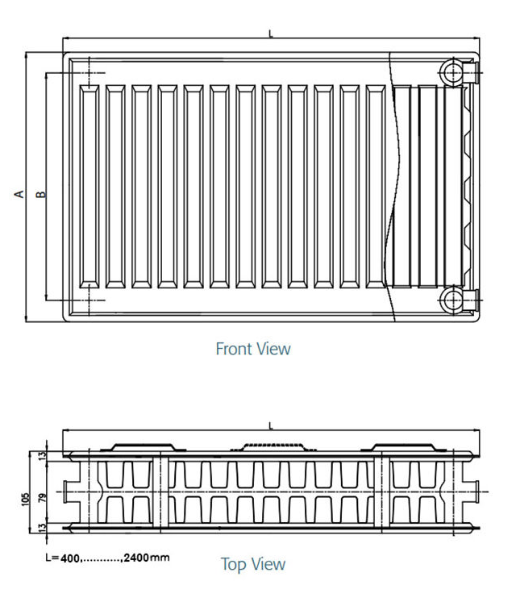 Kartell K-RAD Kompact Type 22 Double Panel/Double Convector Radiator 500x600mm (D506K)