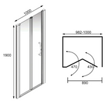AKW Larenco Alcove Full Height Bi Fold 1000mm (26804)