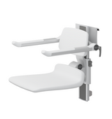 Pressalit PLUS Shower Seat 450, Manually Height and Manually Sideways Adjustable With Back & Arms White (R7464000)