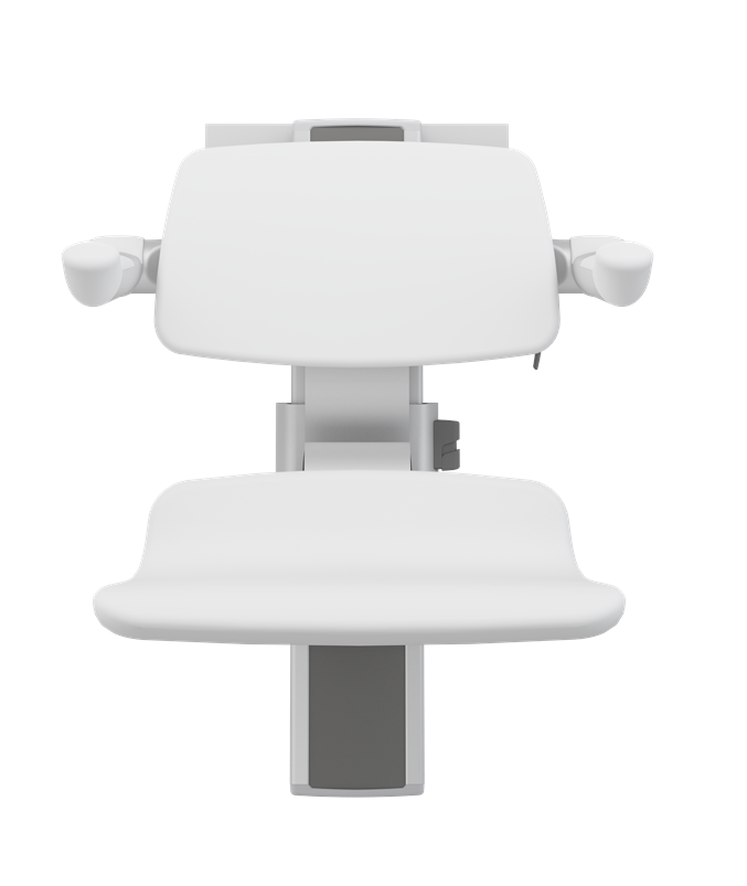 Pressalit PLUS Shower Seat 450, Manually Height and Manually Sideways Adjustable With Back & Arms White (R7464000)