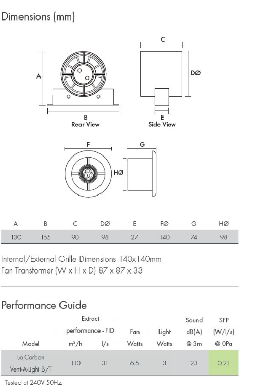 AKW Vent-Axia Lo-Carbon Vent-A-Light Shower Extractor Fan with LED Light, photo 4