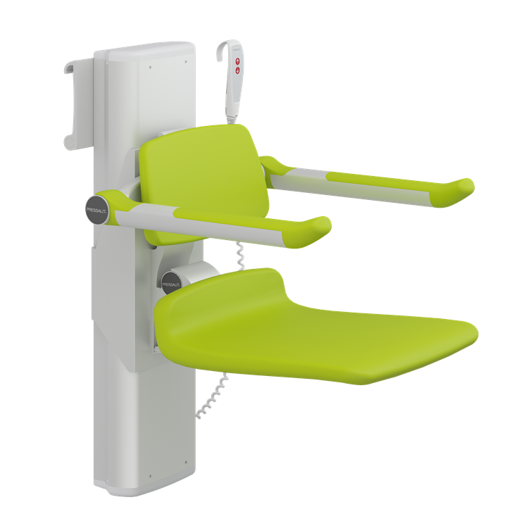 Pressalit PLUS Shower Seat 450, Electrically Height Adjustable And Manually Sideways Adjustable Lime Green (R7664277)