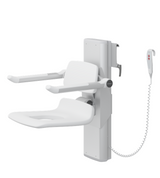 Pressalit PLUS Shower Seat 450 With Aperture, Electrically Height Adjustable And Manually Sideways Adjustable White (R7665000)