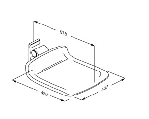 Pressalit PLUS Shower Seat 450, Fixed Height Grey (R7404112)