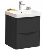 Kartell K-VIT Arc 500mm Wall Mounted 2 Drawer Unit With Ceramic Basin-Matt Graphite (ARC500WM-G FUR148ME)