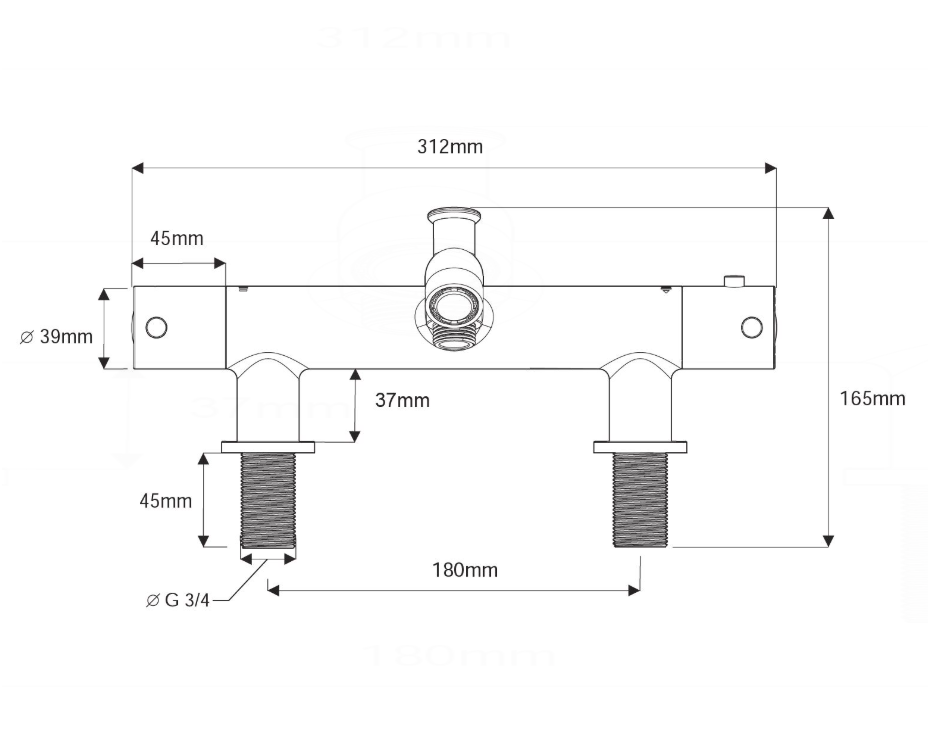AKW Thermostatic Peg Lever Bath Shower Mixer Tap, photo 3
