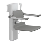 Pressalit PLUS shower seat – 450 mm Manual – Back & Armrests, With Aperture, Anthracite