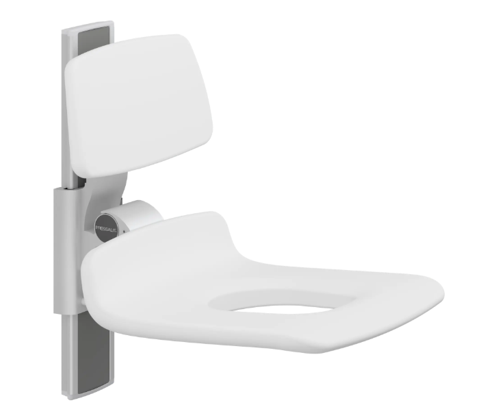 Pressalit PLUS shower seat – 450 mm Manual – Backrest Only, With Aperture, White