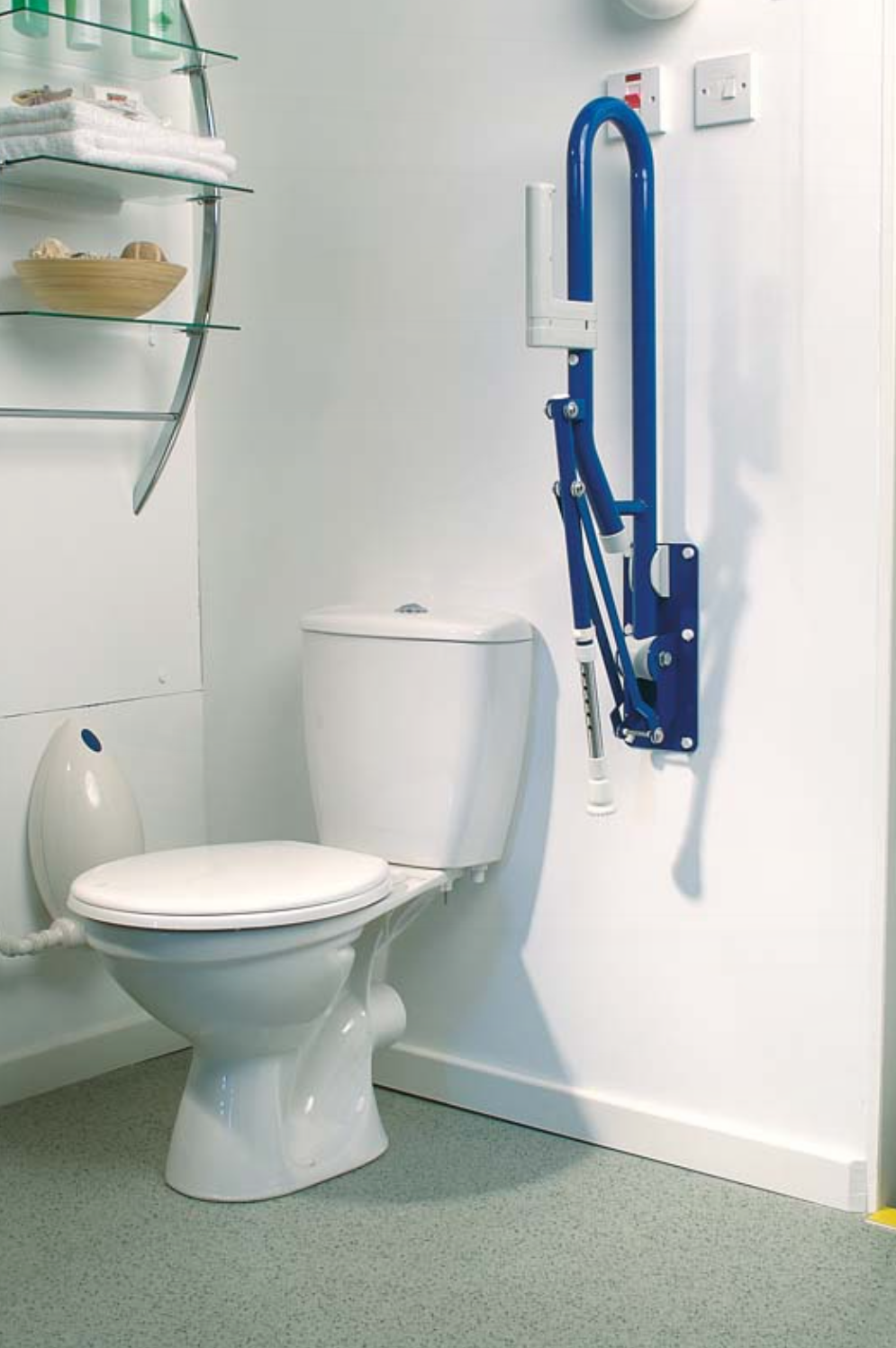 AKW 1800 Series Fold Up Toilet Support Rail – With or Without Leg, Choice of Colour, photo 7