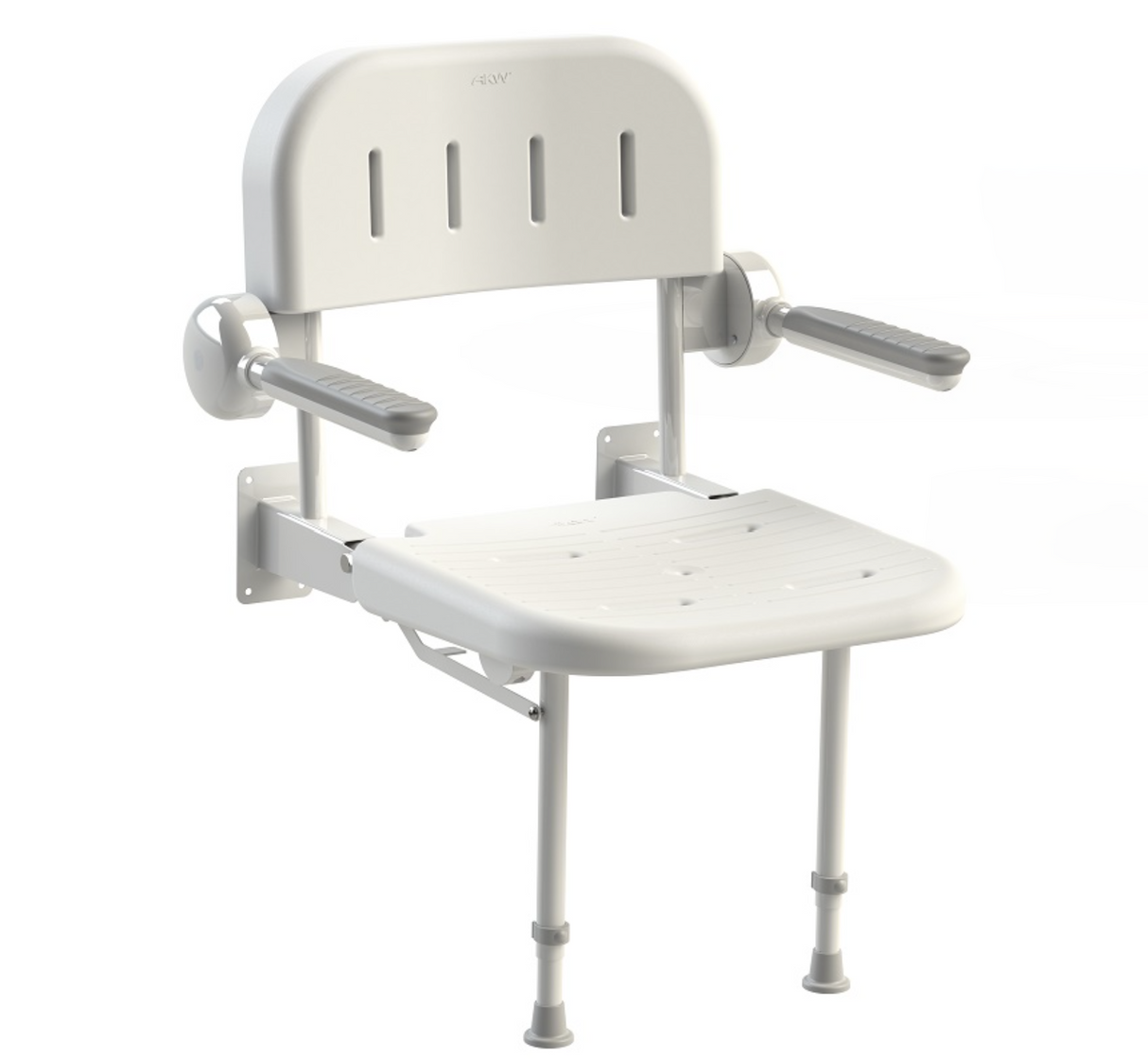 AKW 3000 Series White Shower Seat with Back & Grey Padded Arms (03131)