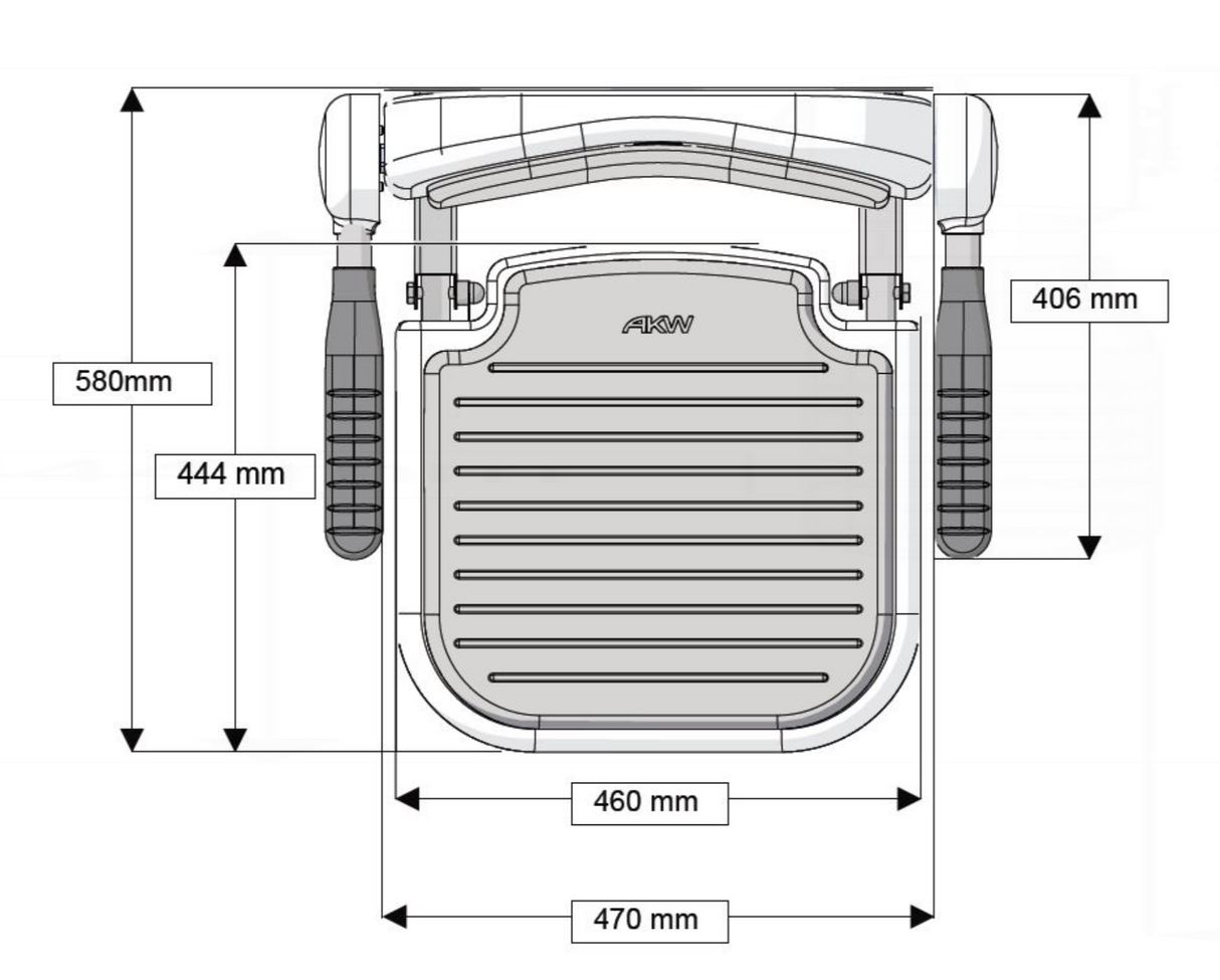 AKW 3000 Series Shower Seat with Grey Padded Back and Arms (03131P)