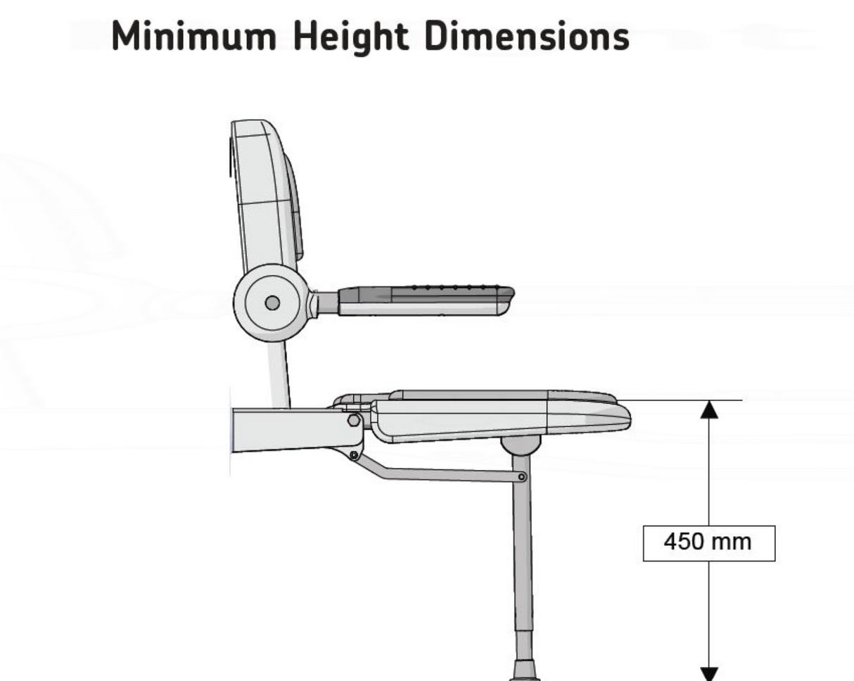 AKW 3000 Series Shower Seat with Grey Padded Back and Arms (03131P)