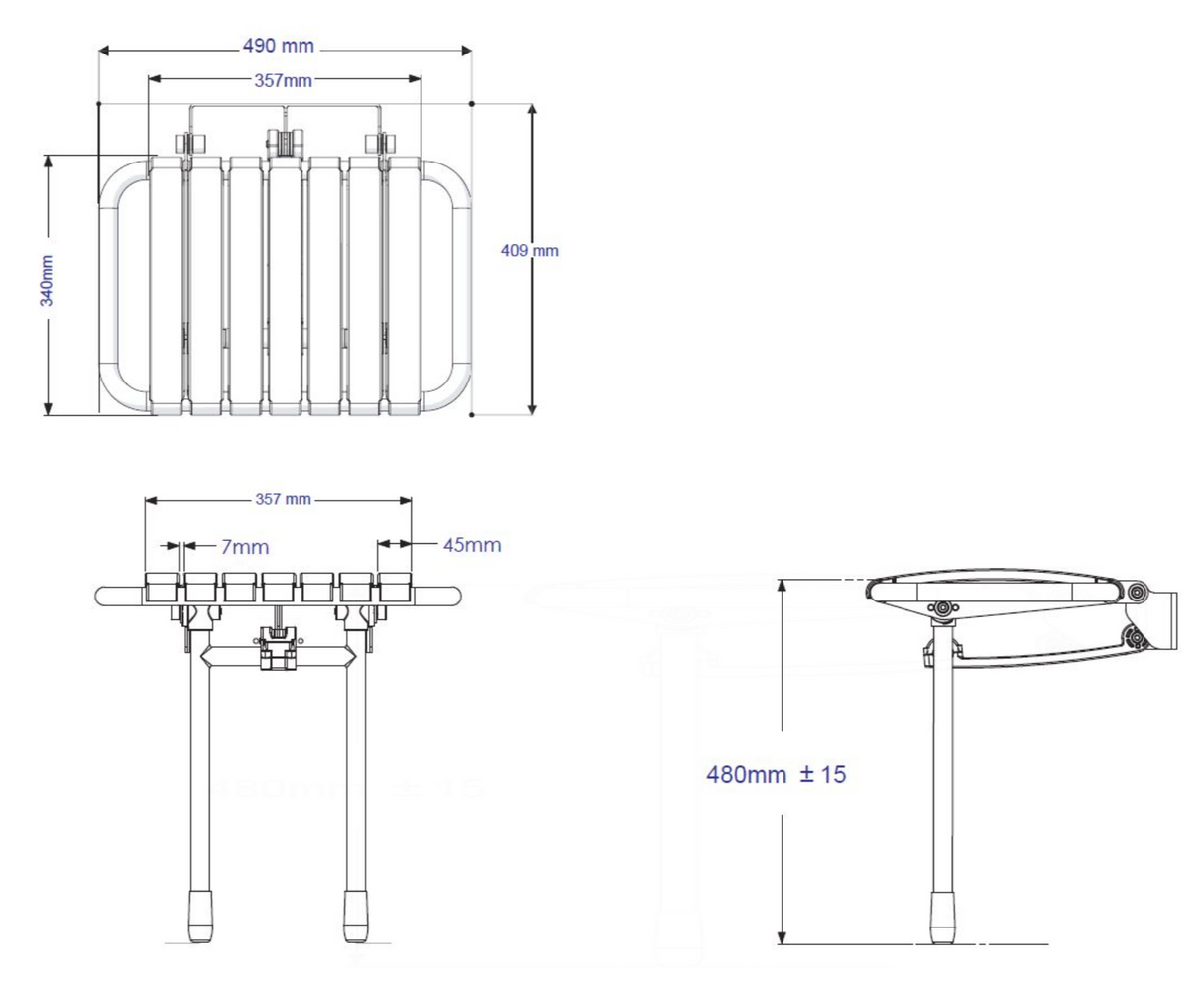AKW Bama Slatted Compact Fold up Seat Grey (02020MG-LS)