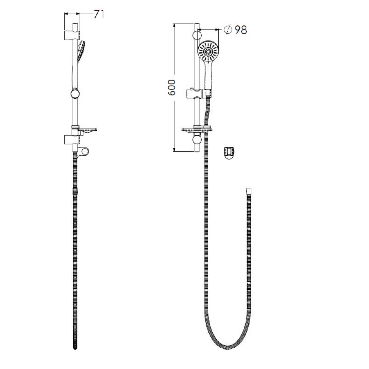 AKW Standard Shower Kit With Rail and 1.5m hose (30820)