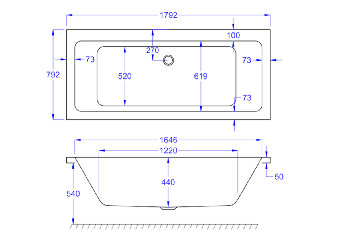 Kartell K-VIT Spirit Duo 1800x800 Bath with Legs (SPI1880DUO)