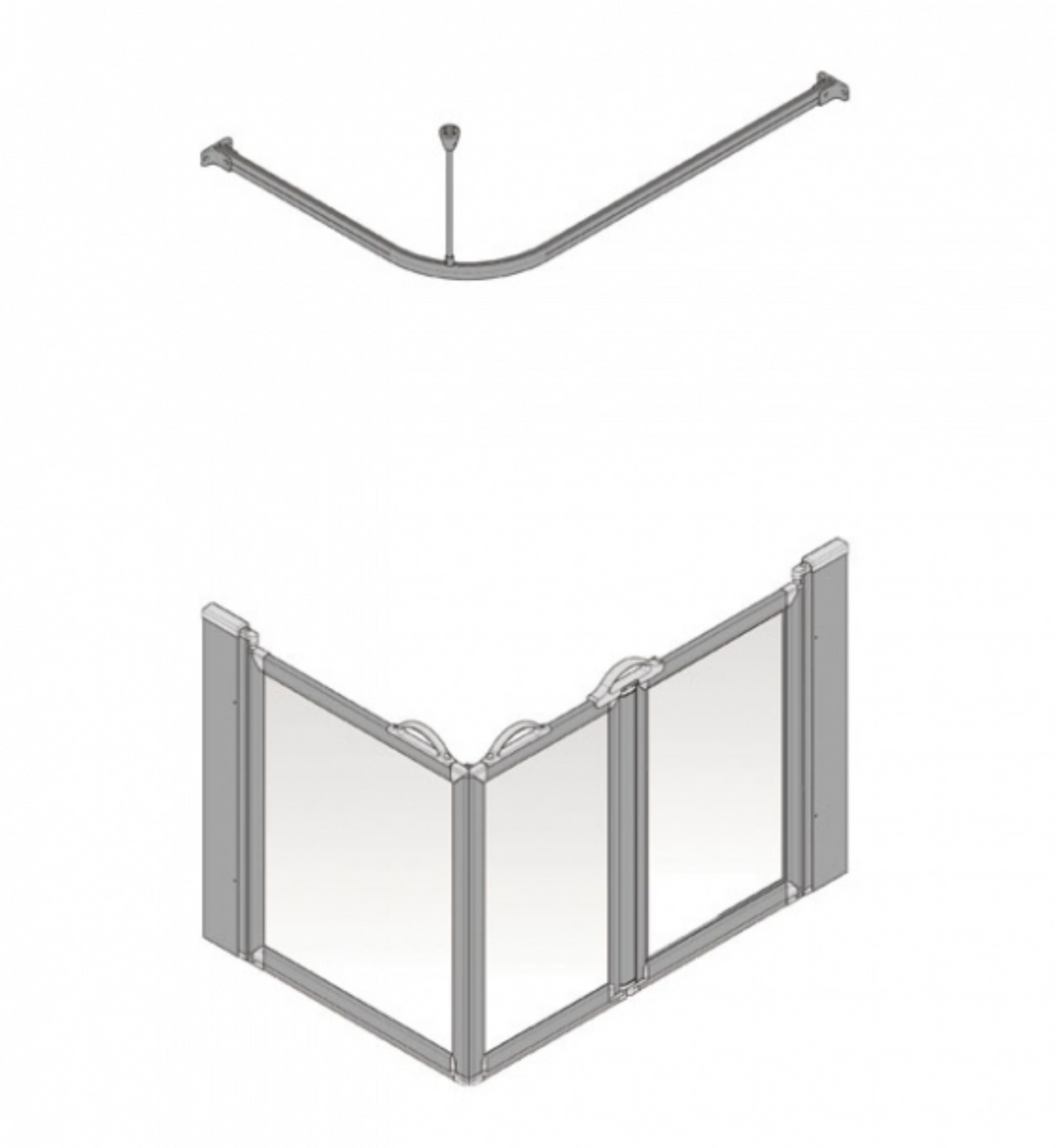 AKW Silverdale Option A Shower Screens 1300x700mm Right Hand - 900mm High - Frosted (91006RSF)