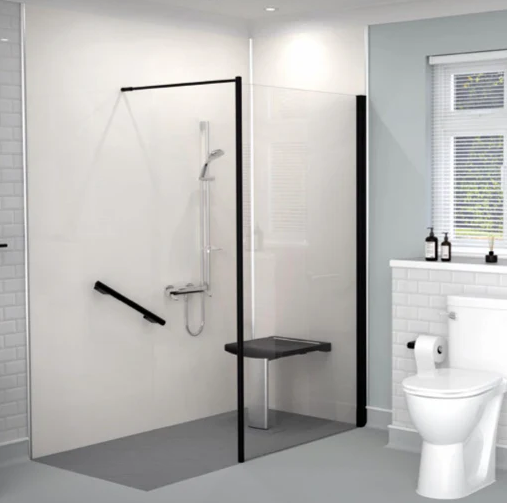 AKW Level Best Option GA Full Height Glass Screen 900mm Black (LB00217BK)