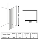 AKW Level Best Option GA Full Height Glass Screen 900mm Black (LB00217BK)