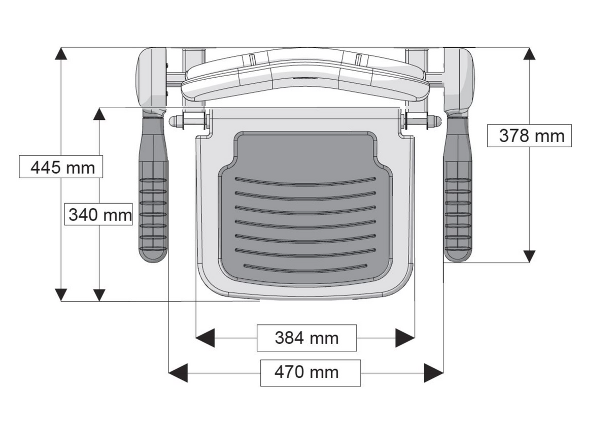 AKW 1000 Series Compact Wall Mounted Fold Up Blue Padded Shower Seat with Back and Arms (01123)