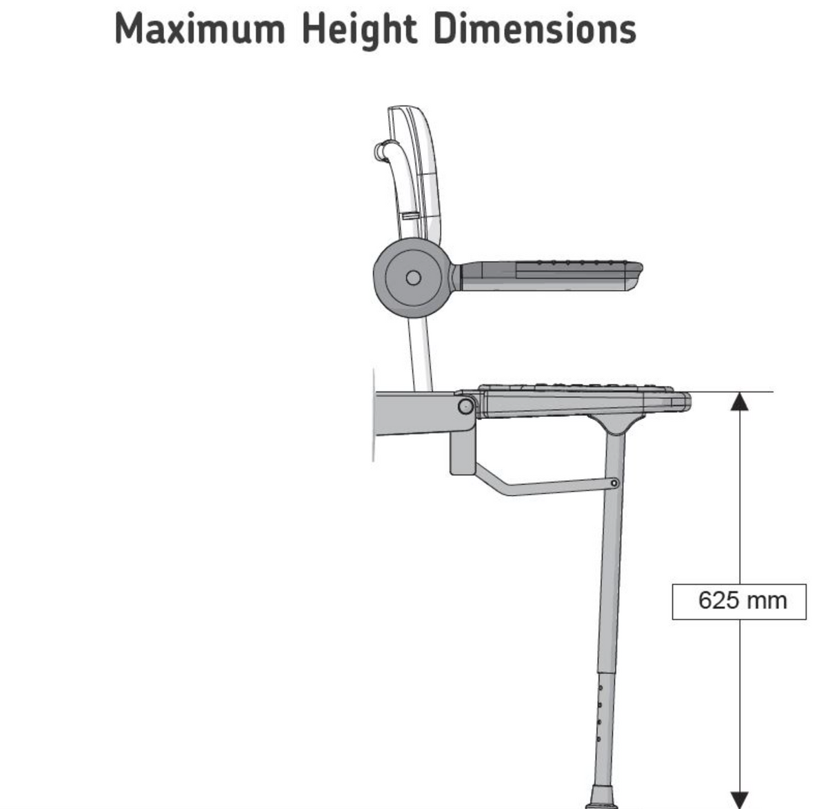AKW 1000 Series Compact Wall Mounted Fold Up Blue Padded Shower Seat with Back and Arms (01123)
