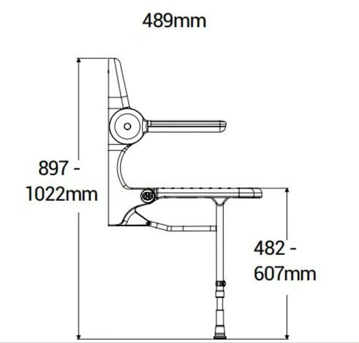 AKW 2000 Series Standard Fold Up Shower Seat Padded Dark Blue (02232P)