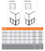 AKW Option C Shower Screens 1200x650mm Right Hand - 750mm High (91029R)