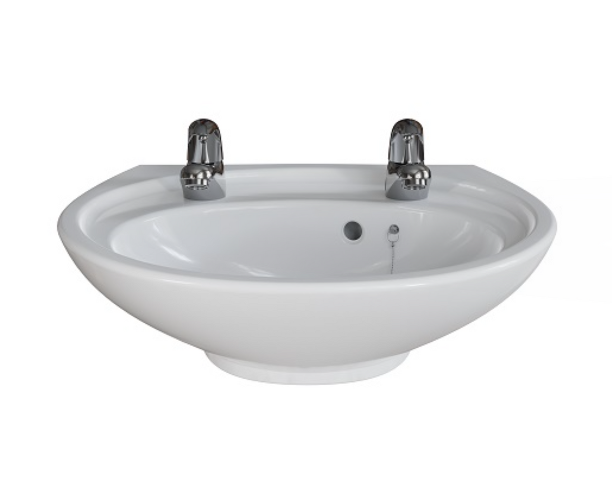 AKW Livenza Plus Sanitaryware Washbasin 550mm 2 Tap Hole (23194)