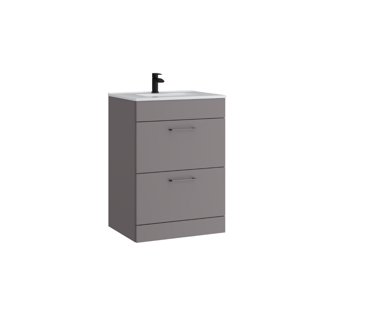 Kartell K-VIT Dove 600mm 2 Drawer Floor Standing Unit With Ceramic Basin-Slate Grey (DOV600FSDR-SG FUR057PU)