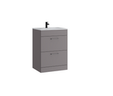 Kartell K-VIT Dove 600mm 2 Drawer Floor Standing Unit With Ceramic Basin-Slate Grey (DOV600FSDR-SG FUR057PU)