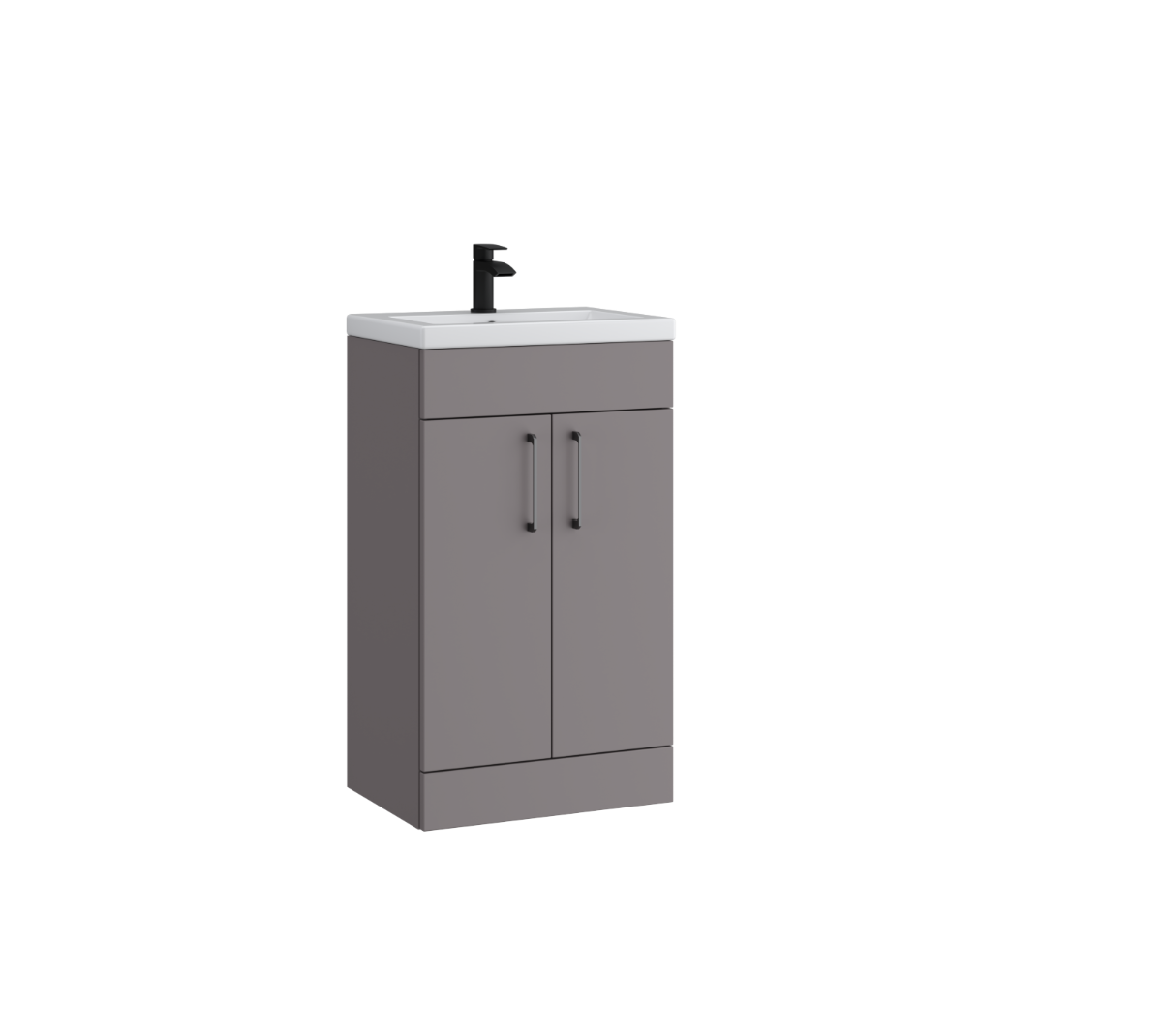 Kartell K-VIT Dove 600mm 2 Door Slimline Unit With Ceramic Basin- Matt Anthracite (DOV600SL-MA KOR600BASIN)
