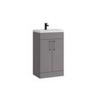 Kartell K-VIT Dove 600mm 2 Door Slimline Unit With Ceramic Basin- Matt Anthracite (DOV600SL-MA KOR600BASIN)