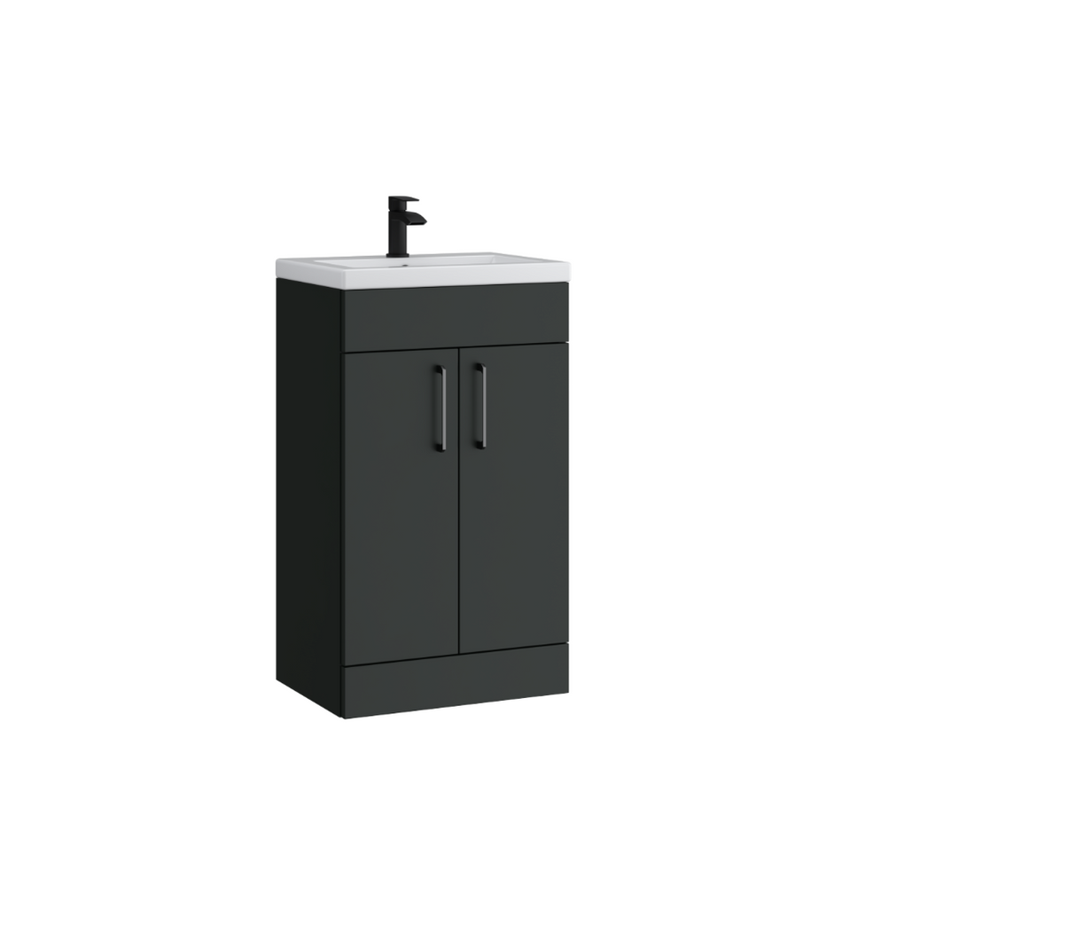 Kartell K-VIT Dove 500mm 2 door floor standing unit with ceramic basin in matt anthracite