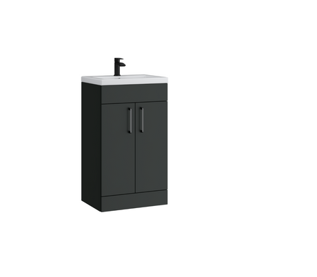 Kartell K-VIT Dove 500mm 2 door floor standing unit with ceramic basin in matt anthracite