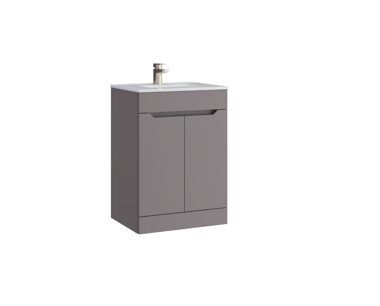 Kartell K-VIT Urban 500mm 2 Door Floor Standing Unit With Ceramic Basin- Slate Grey (URB500FSDO-SG FUR063PU)