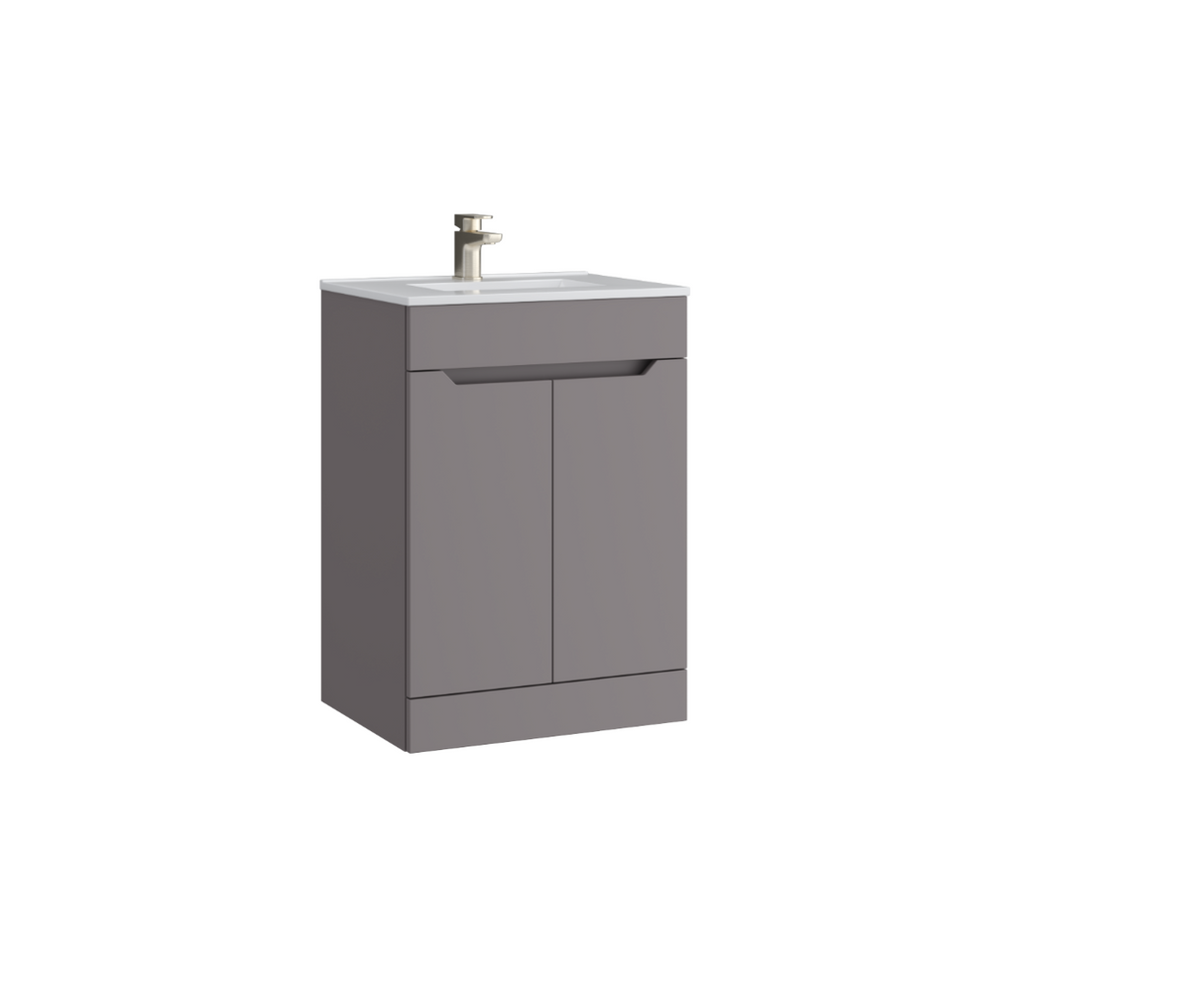 Kartell K-VIT Urban 600mm 2 Door Floor Standing Unit With Ceramic Basin - Slate Grey (URB600FSDO-SG FUR057PU)