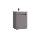 Kartell K-VIT Urban 600mm 2 Door Floor Standing Unit With Ceramic Basin - Slate Grey (URB600FSDO-SG FUR057PU)