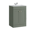 Kartell K-VIT Sanctuary 500mm 2 Door Floor Standing Unit with Ceramic Basin - Corymbia Green