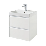 Kartell K-VIT Moon 500mm 2 Drawer Wall Mounted Unit With Ceramic Basin- Matt White (MOON500WM-W MOON500BAS)